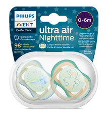 Paquete con 2 chupetes Ultra Air 0-6M Nighttime