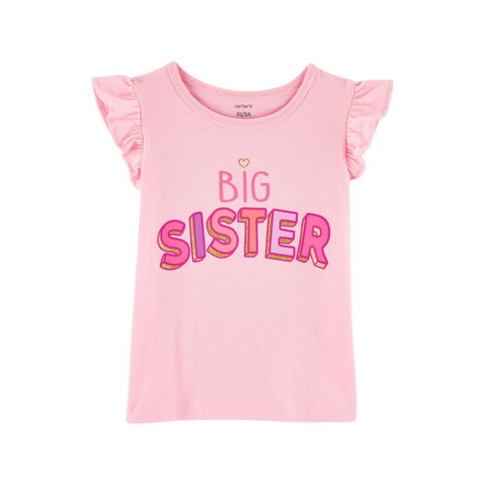 Carter's - Blusa básica color rosado "Big Sister"