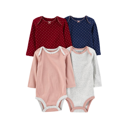 Carter's - Paquete con 4 bodies de mangas largas
