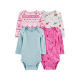 Carter's - Paquete con 4 bodies de mangas largas