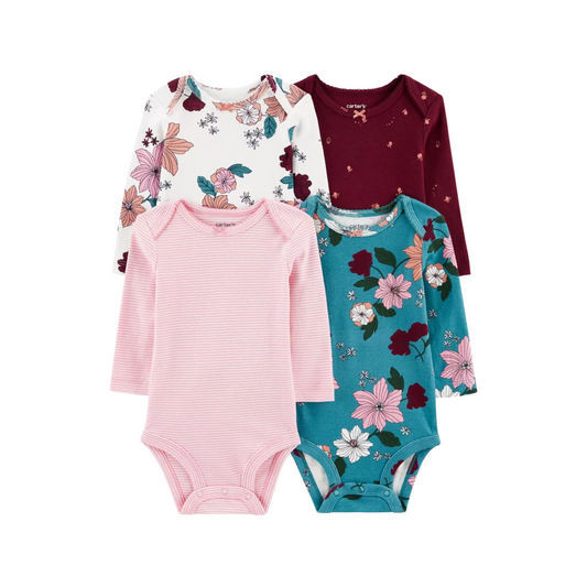 Carter's - Paquete con 4 bodies de mangas largas