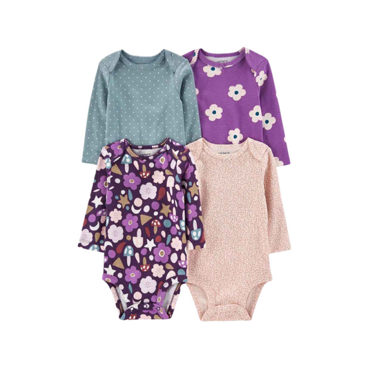 Carter's - Paquete con 4 bodies mangas largas