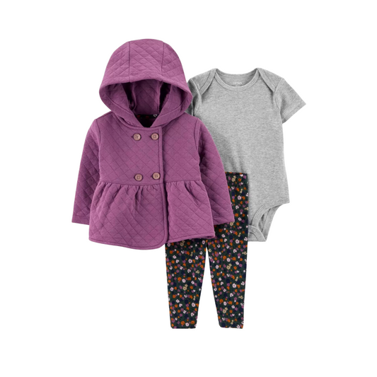 Carter's - Set con 3 piezas con abrigo morado