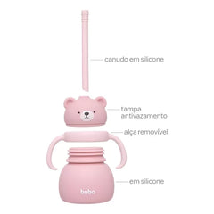 Vaso De Silicona Con Asas Osito Rosa 200ml