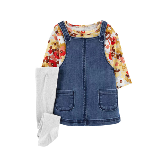 Carter's - Set con 3 piezas con jardinera jeans