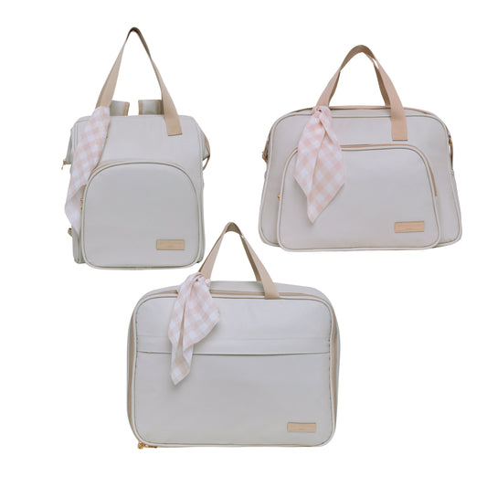Kit Encanto Marfil Maleta + Bolso Grande + Mochila