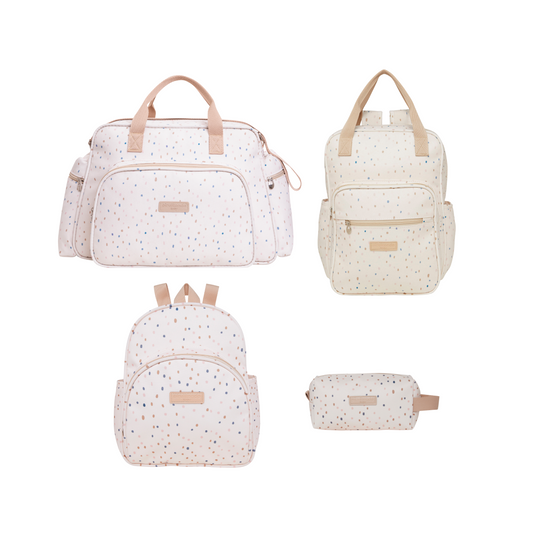 Kit Confeti Marfil Bolso Grande + Mochila Mediana + Mochila Pequeña + Necessaire