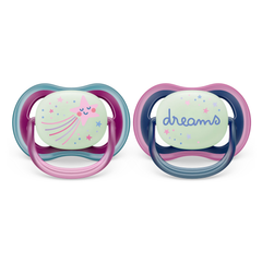 Paquete con 2 chupetes Ultra Air 6-18M Nighttime