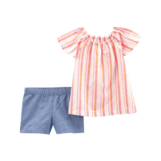 Carter's - Conjunto con 2 piezas shorts y blusa