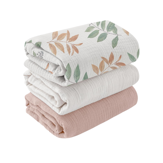 Paquete con 3 mantas de muscelina 95cmx100cm