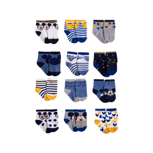 Disney Baby - Paquete con 12 pares de medias Mickey Mouse