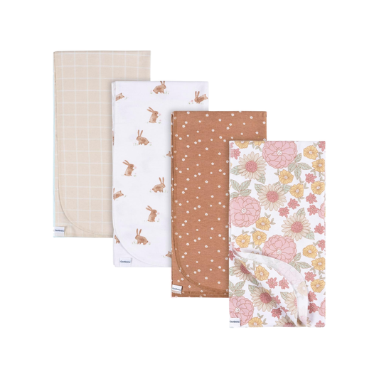 Paquete con 4 mantas de franela Floral Retro 76,2cmx76,2cm