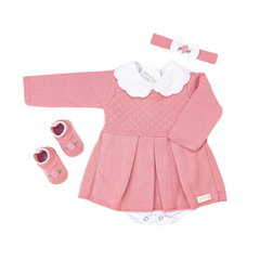 Kit Vestido Rosa Apricot C/Blanco