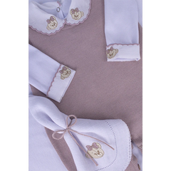 Conjunto Enterizo Bordado Nude Con Blanco