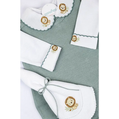 Conjunto Enterizo Bordado Verde Militar Con Blanco