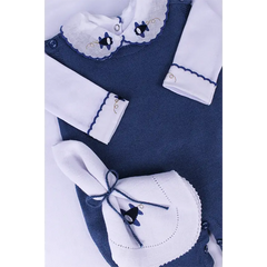 Conjunto Enterizo Bordado Azul Jeans Con Blanco