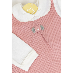 Salida de Maternidad Rosa Apricot Con Off White