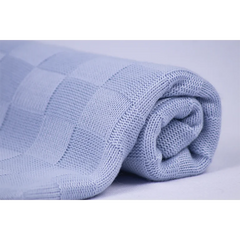 Manta de Tricot Celeste  Liso Sanches Baby