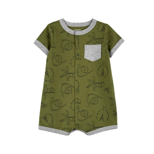 Carter's - Romper de algodón color verde insectos