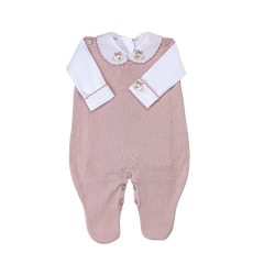 Salida de Maternidad Bordada Nude c/Blanco