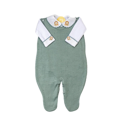 Salida Maternidad Bordada Verde Militar Con Blanco