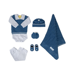 Salida de Maternidad Azul Jeans C/Blanco