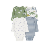 Carter's - Paquete con 4 bodies de mangas largas