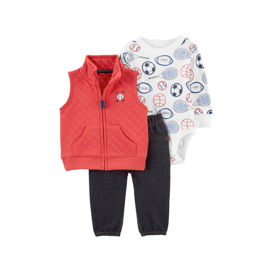 Carter's - Set con 3 piezas con chaleco rojo