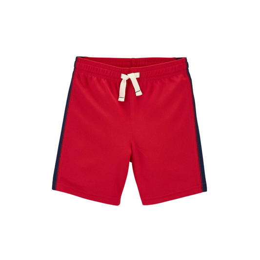 Carter's - Shorts de malla color rojo con cordón funcional