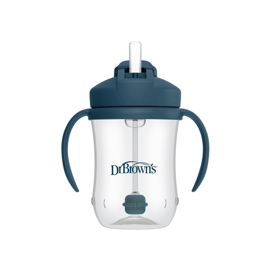 Vaso con pajita y popote 270ml Azul (6m+)