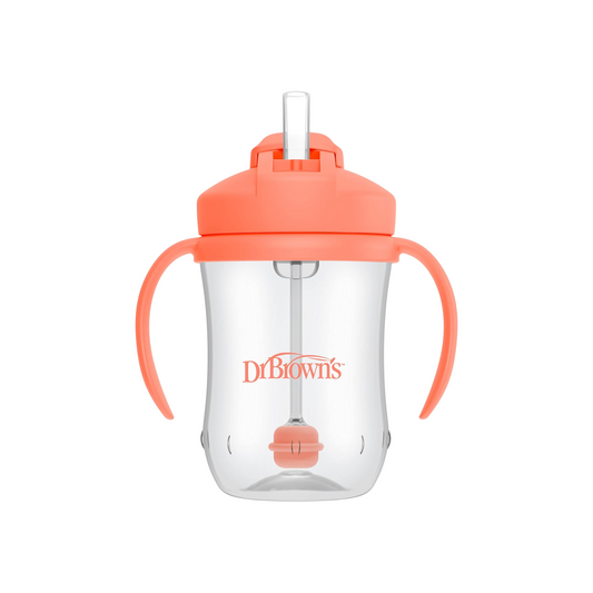 Vaso con pajita y popote 270ml Coral (6m+)