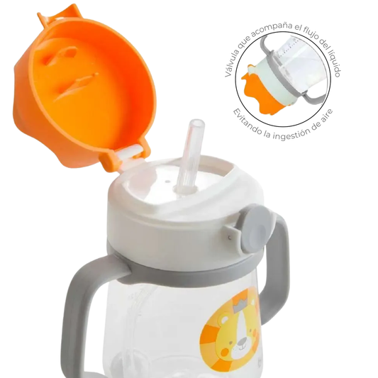Vaso Con Manija Buba 240ml Naranja/Gris León